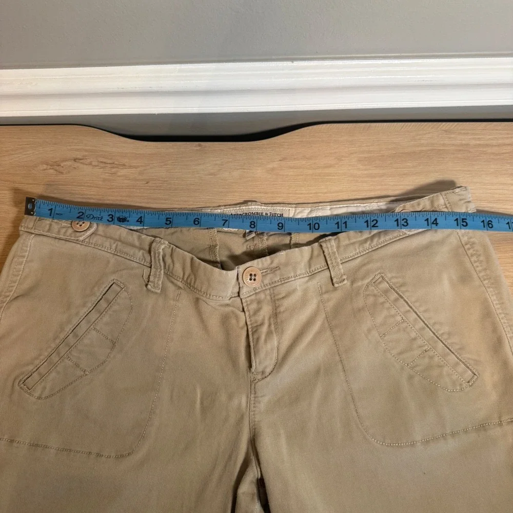 Y2K Abercrombie & Fitch Khaki Capri Pants Womens‎ 6 Tan Stretch Cotton Chino